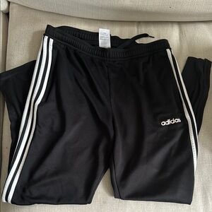 adidas Black Sweatpants with Three Stripes and Elastic Waistband